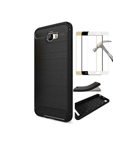Needion - Teleplus Samsung Galaxy J5 Prime Özel Karbon ve Silikonlu Kılıf   Tam Kapatan Cam
