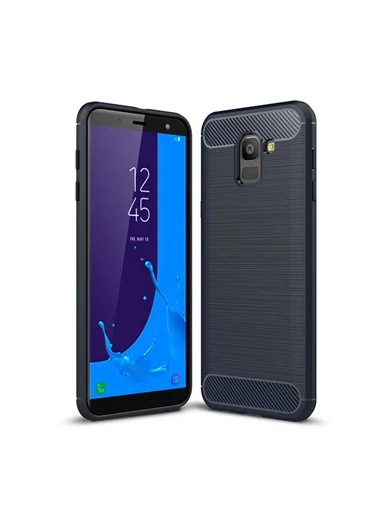 Needion - Teleplus Samsung Galaxy J6 Özel Karbon ve Silikonlu Kılıf   Cam Ekran Koruycu
