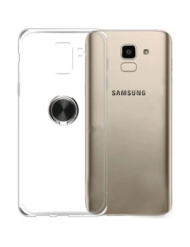 Needion - Teleplus Samsung Galaxy J6 Plus Ultra Şeffaf Yüzüklü Silikon Kılıf   Nano Ekran Koruyucu 