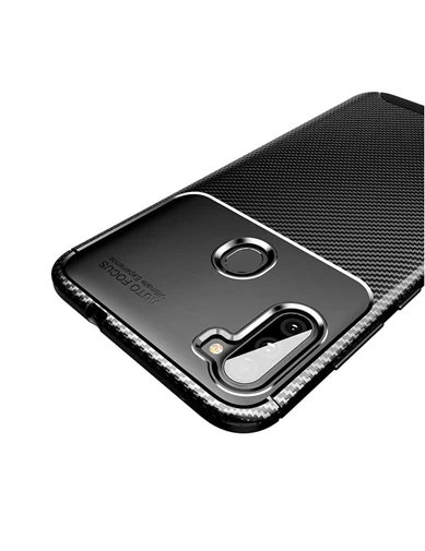 Needion - Teleplus Samsung Galaxy M11 Kılıf Negro Karbon Silikon   Tam Kapatan Ekran Koruyucu 