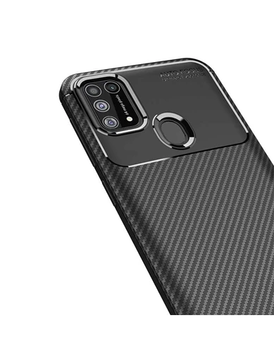 Needion - Teleplus Samsung Galaxy M21 Kılıf Negro Karbon Dokulu Silikon 