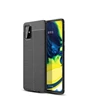 Needion - Teleplus Samsung Galaxy M31S Kılıf Deri Dokulu Silikon   Nano Ekran Koruyucu  Kamera Koruyucu Siyah