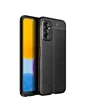 Needion - Teleplus Samsung Galaxy M52 5G Kılıf Kamera Korumalı Deri Dokulu Silikon  + Tam Kapatan Ekran Koruyucu Siyah