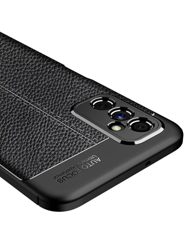Needion - Teleplus Samsung Galaxy M52 5G Kılıf Kamera Korumalı Deri Dokulu Silikon  + Tam Kapatan Ekran Koruyucu