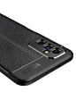 Needion - Teleplus Samsung Galaxy M52 5G Kılıf Kamera Korumalı Deri Dokulu Silikon  + Tam Kapatan Ekran Koruyucu Siyah