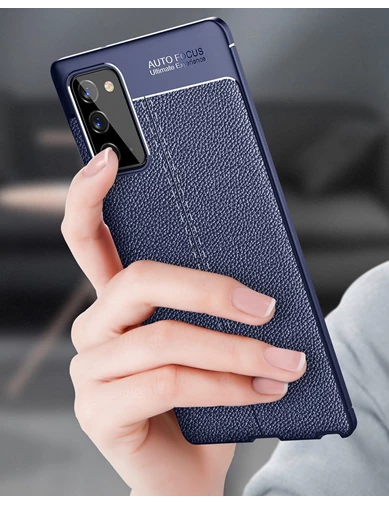 Needion - Teleplus Samsung Galaxy Note 20 Kılıf Deri Dokulu Silikon 
