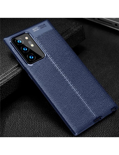 Needion - Teleplus Samsung Galaxy Note 20 Ultra Kılıf Deri Dokulu Silikon   Tam Kapatan Nano Ekran Koruyucu