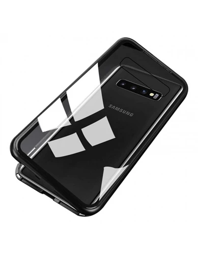 Needion - Teleplus Samsung Galaxy S10 Kılıf Metal Çerçeve Mıknatıslı 360 Kapak    Tam Kapatan Cam