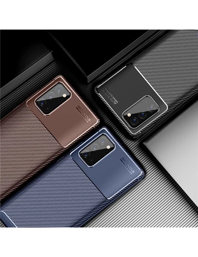 Needion - Teleplus Samsung Galaxy S20 FE Kılıf Karbon Dizayn Silikon   Nano Ekran Koruyucu
