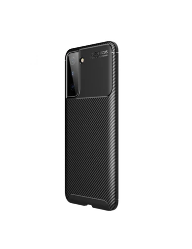 Needion - Teleplus Samsung Galaxy S21 FE Kılıf Karbon Dizayn Silikon   Nano Ekran Koruyucu