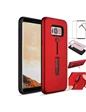 Needion - Teleplus Samsung Galaxy S8 Çift Katmanlı ipli Kapak   Tam Kapatan Cam Kırmızı