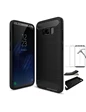 Needion - Teleplus Samsung Galaxy S8 Özel Karbon ve Silikonlu Kılıf   Tam Kapatan Cam Siyah