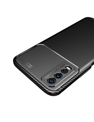 Needion - Teleplus Vivo Y11s Kılıf Kamera Korumalı Karbon Dokulu Negro Silikon   Nano Ekran Koruyucu