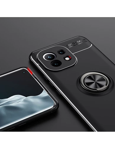 Needion - Teleplus Xiaomi Mi 11 Kılıf Lüks Kamera Korumalı Ravel Yüzüklü Silikon   Tam Kapatan Ekran Koruyucu