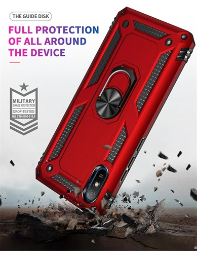 Needion - Teleplus Xiaomi Redmi 9C Kılıf Vega Yüzüklü Çift Katmanlı Tank Kapak 