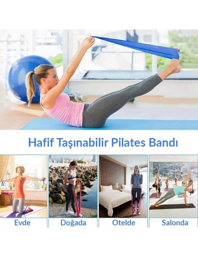 Needion - Telvesse Pilates Bandı Yoga Egzersiz Esneme Spor Bandı Mavi