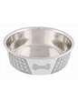 Needion - Trixie Köpek Mama Su Kabı, Paslanmaz Çelik Silikon, Beyaz Gri 0,75 lt-17 cm