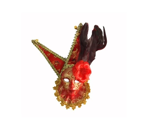 Needion - Tüylü Dekoratif Seramaik Maske Kırmızı Renk