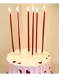 Needion - Uzun Kırmızı Renk Pasta Parti Mumu 6 Adet 16 cm