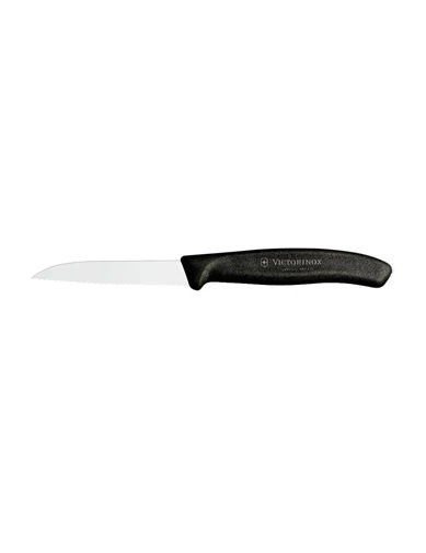 Needion - Victorinox 6.7433 8cm Tırtıklı Soyma Bıçağı Siyah Bıçak