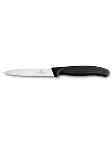 Needion - Victorinox 6.7733 10cm Tırtıklı Soyma Bıçağı Siyah Bıçak