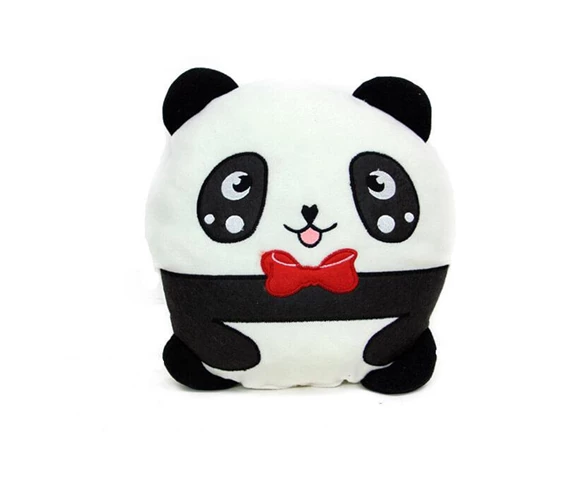 Needion - Yastık Polar Kumaş Peluş Papyonlu Panda 32 cm Dekoratif Hediyelik