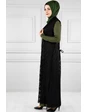 Needion - Yelekli Tesettür Elbise Br20128 Haki L-XL 