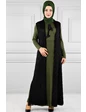 Needion - Yelekli Tesettür Elbise Br20128 Haki L-XL 