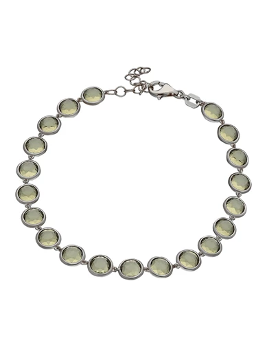 Needion - Yeşil Kristal Taşlı Koleksiyon Bileklik Rodyum Kaplama 925 Ayar Gümüş