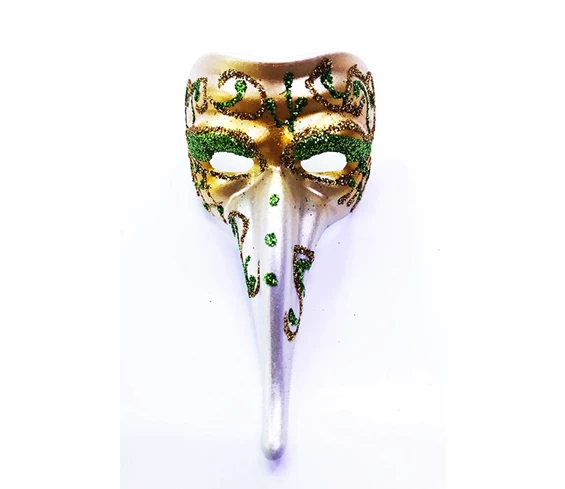 Needion - Yeşil Renk İşlemeli Seramik Malzemeden İmal Venedik Uzun Maske Magnet