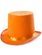 Needion - Yetişkinler İçin Turuncu Renk Ringmaster Sihirbaz Şapkası Fötr Şapka