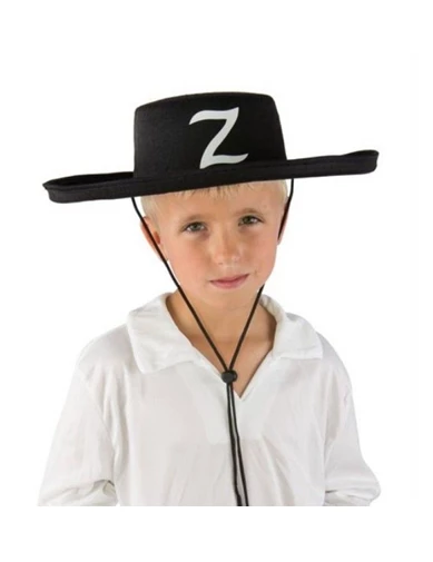 Needion - Z Logolu Çocuk Boy Bağcıklı Zorro Şapkası